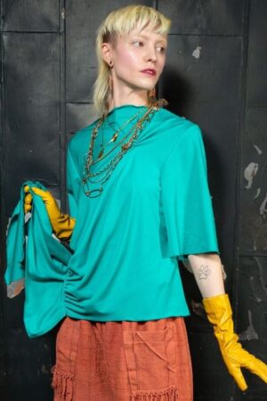 Side draped organic tee shirt